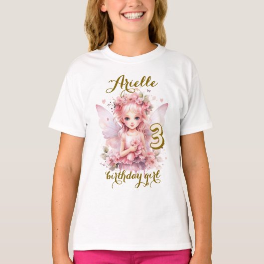 Pastel Fairy bloementuin thee feest verjaardag T-shirt (Voorkant)