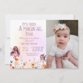 Pastel Fairy Eerste Magische Verjaardag Foto Kaart (Voorkant)