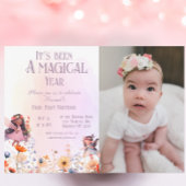 Pastel Fairy Eerste Magische Verjaardag Foto Kaart