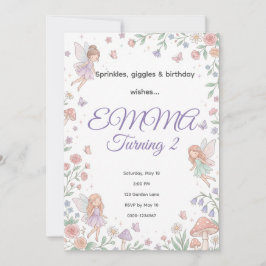 Pastel Fairy Garden Birthday Invitation | Editable Kaart