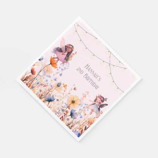 Pastel Fairy Garden Magic Tweede Verjaardag Servet (Hoek)