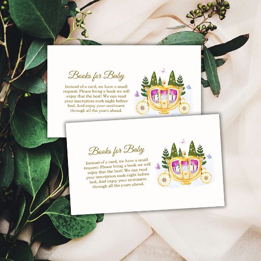 Pastel Fairy Princess Carriage Books Baby Shower Informatiekaartje