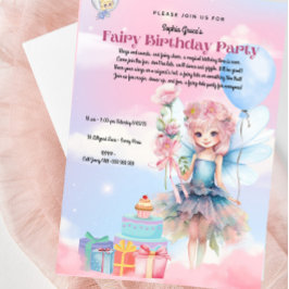 Pastel Fairy verjaardagsfeestje uitnodiging