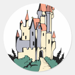 Pastel Fairytale Castle Ronde Sticker