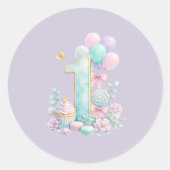 Pastel Fairytale First Birthday Round Sticker (Voorkant)