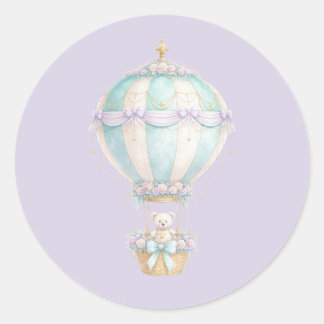 Pastel Fairytale Hot Air Balloon Envelope Seal Ronde Sticker