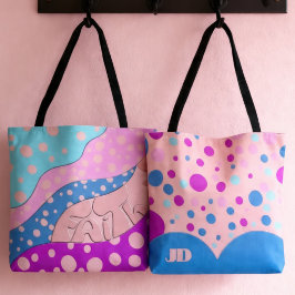 Pastel Faith Lettering Stippenpatroon Tote Bag