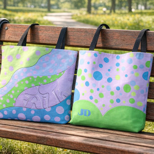 Pastel Faith Lettering Stippenpatroon Tote Bag