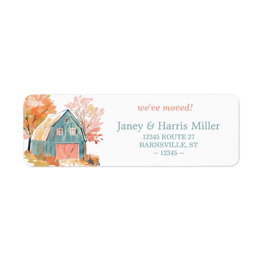 Pastel Fall Barn Return Address Labels (Voorkant)