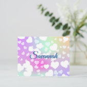 Pastel Falling Hearts gepersonaliseerd Briefkaart (Staand voorkant)