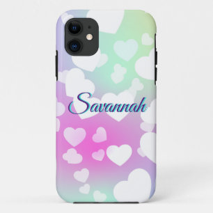 Pastel Falling Hearts gepersonaliseerd Case-Mate iPhone Case