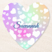 Pastel Falling Hearts gepersonaliseerd Kartonnen Onderzetters (Voorkant)