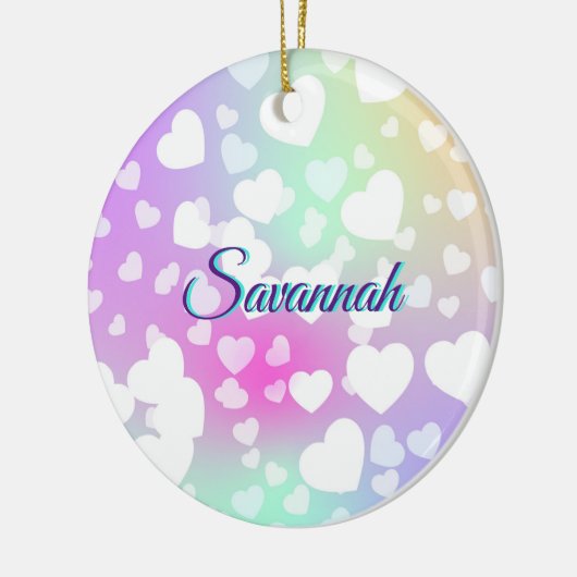 Pastel Falling Hearts gepersonaliseerd Keramisch Ornament (Links)