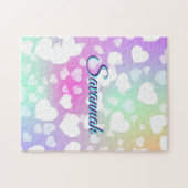 Pastel Falling Hearts gepersonaliseerd Legpuzzel (Horizontaal)