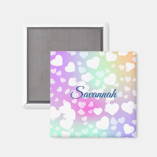 Pastel Falling Hearts gepersonaliseerd Magneet (Voorkant / Achterkant)
