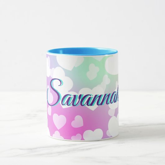 Pastel Falling Hearts gepersonaliseerd Mok (Midden)