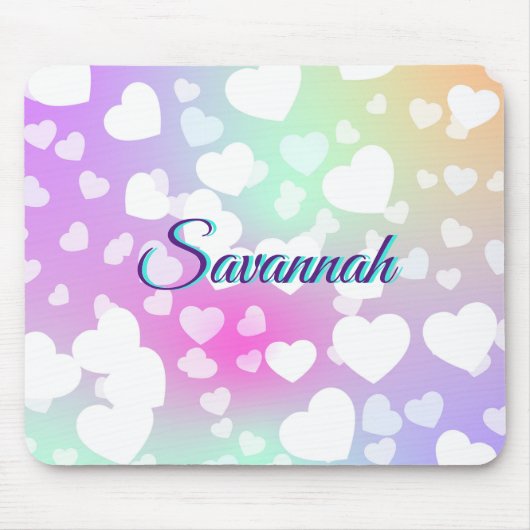 Pastel Falling Hearts gepersonaliseerd Muismat (Voorkant)