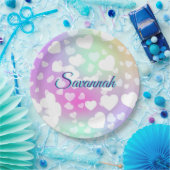 Pastel Falling Hearts gepersonaliseerd Papieren Bordje (Feest)