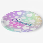 Pastel Falling Hearts gepersonaliseerd Papieren Bordje (Gekanteld)