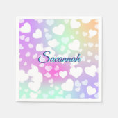 Pastel Falling Hearts gepersonaliseerd Servet (Voorkant)