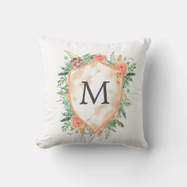 Pastel Familie Crest Winter Bloemen Monogram Kussen