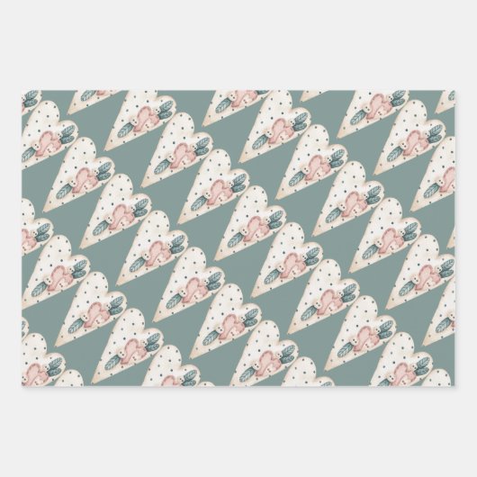 Pastel Fancy harten Valentijnse  Inpakpapier Vel (Voorkant 3)