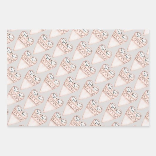 Pastel Fancy harten Valentijnse  Inpakpapier Vel (Voorkant 2)