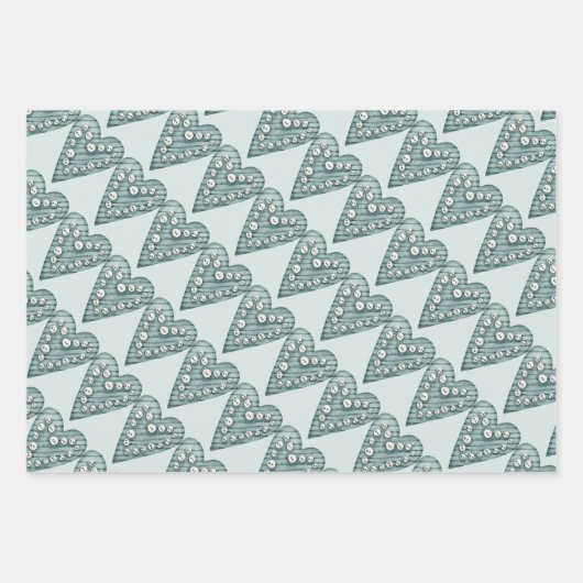 Pastel Fancy harten Valentijnse  Inpakpapier Vel (Voorkant)