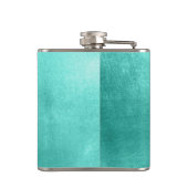 Pastel Fancy Monogram Glanzend Turkoois Folie Heupfles (Achterkant)
