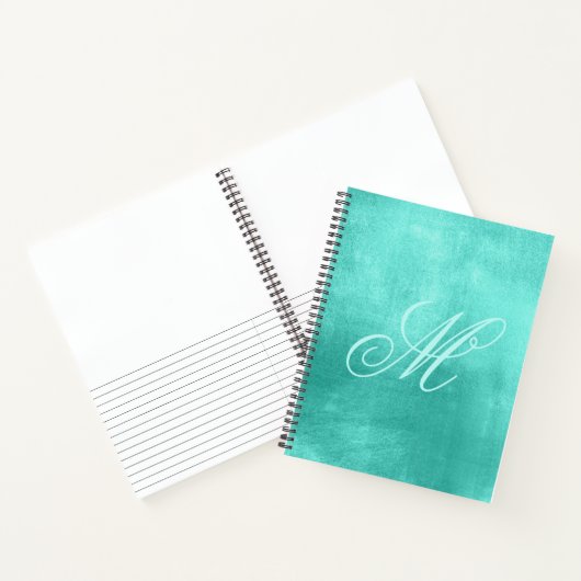 Pastel Fancy Monogram Shiny Turquoise Folie Notitieboek (Binnen)