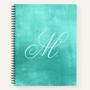 Pastel Fancy Monogram Shiny Turquoise Folie Notitieboek