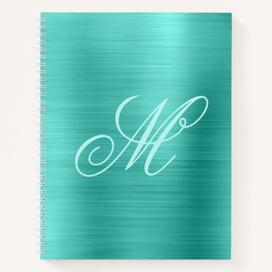 Pastel Fancy Monogram Turquoise Folie Notitieboek (Voorkant)