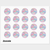 Pastel Fantasie Eenhoorn Verjaardag Ronde Sticker (Vel)