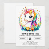 Pastel Fantastische Eenhoorn Verjaardag Kaart (Voorkant / Achterkant)