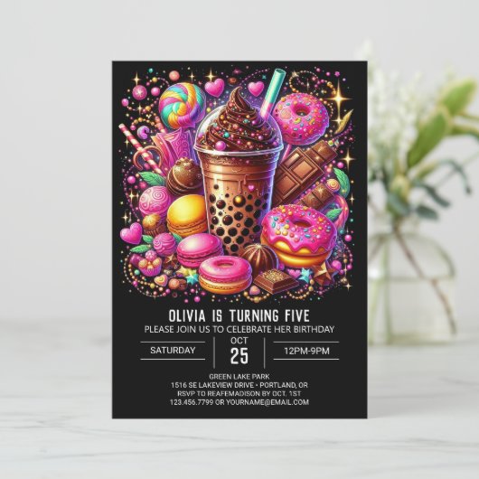 Pastel Fantasy Candyland Digitale Verjaardag Kaart (Staand voorkant)