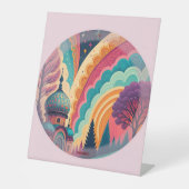 Pastel Fantasy Dome Pedestal Sign – Customizable Reclamebord Met Voetstuk (Voorkant)