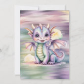 Pastel Fantasy Draak Baby Shower Kaart (Achterkant)
