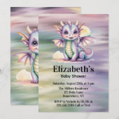 Pastel Fantasy Draak Baby Shower Kaart (Voorkant / Achterkant)