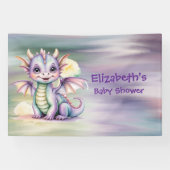 Pastel Fantasy Draak Baby Shower Welkom Spandoek (Horizontaal)