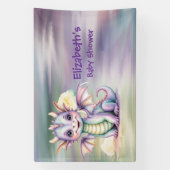 Pastel Fantasy Dragon Baby Shower Welcome Spandoek (Verticaal)