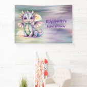 Pastel Fantasy Dragon Baby Shower Welcome Spandoek (Insitu)