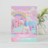 Pastel Fantasy Eenhoorn Verjaardag Kaart (Staand voorkant)