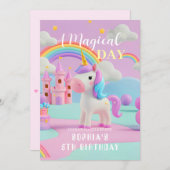 Pastel Fantasy Eenhoorn Verjaardag Kaart (Voorkant / Achterkant)