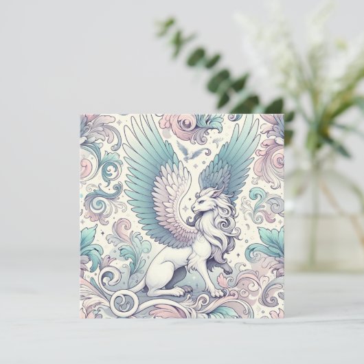 Pastel Fantasy Griffin Kaart (Staand voorkant)