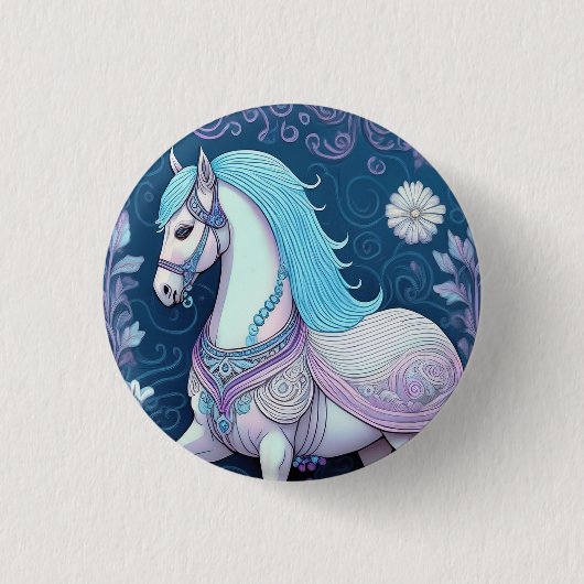 Pastel Fantasy Horse Ronde Button 3,2 Cm (Voorkant)