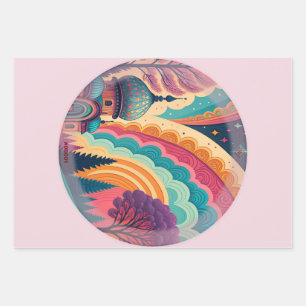 Pastel Fantasy Inpakpapier Set – Aanpasbaar Vel
