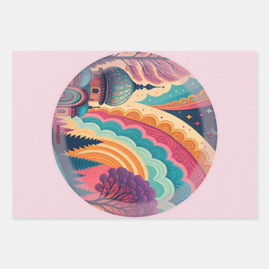 Pastel Fantasy Inpakpapier Set – Aanpasbaar Vel (Voorkant)