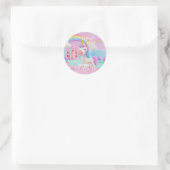 Pastel Fantasy Unicorn Birthday Ronde Sticker (Tas)