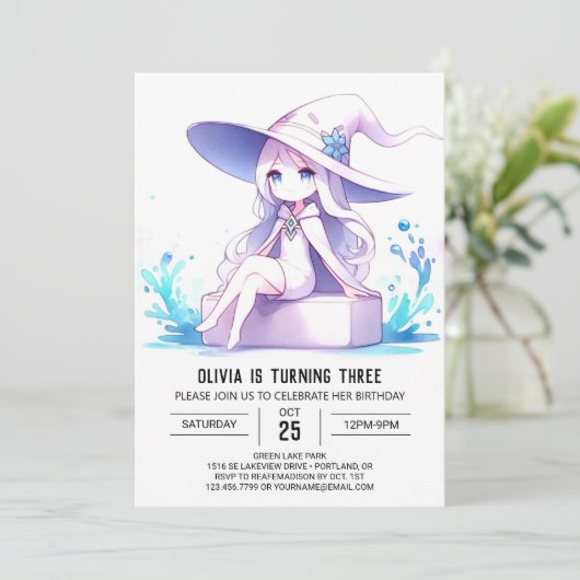 Pastel Fantasy Wizard Verjaardag Kaart (Staand voorkant)