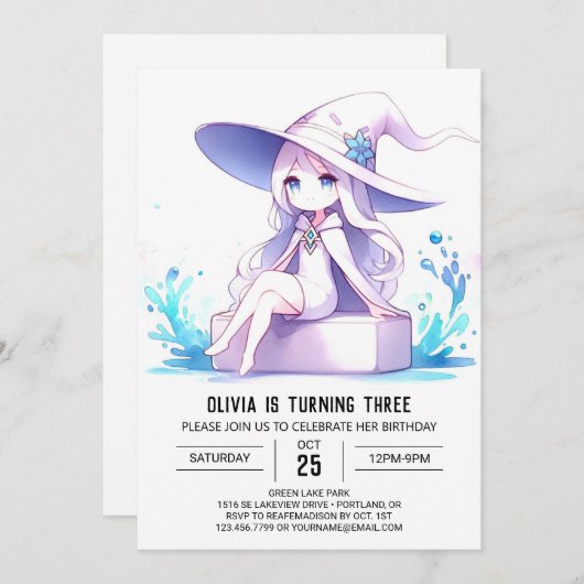 Pastel Fantasy Wizard Verjaardag Kaart (Voorkant / Achterkant)